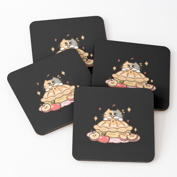 Item preview, Kawaii Cat Apple Pie Cute Cozy Dessert Illustration designed and sold by Doublettaedrawe.