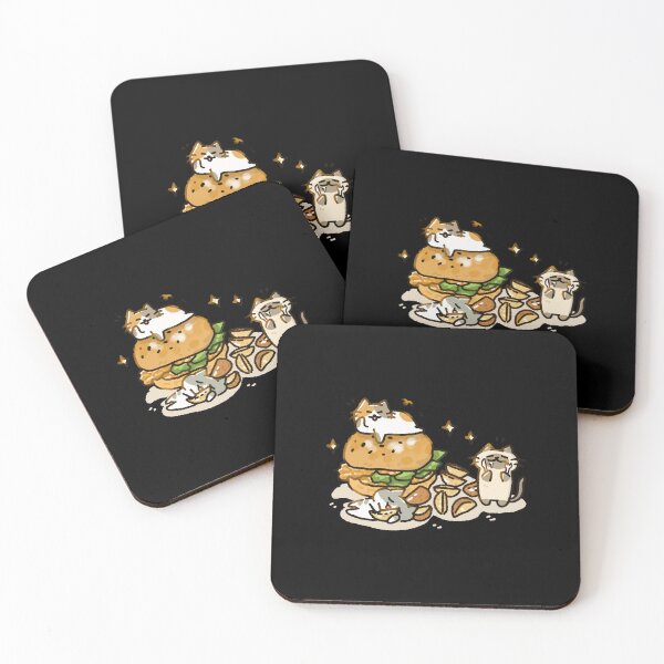 Item preview, Kawaii Cat Burger Cute Fast Food Cartoon Design designed and sold by Doublettaedrawe.