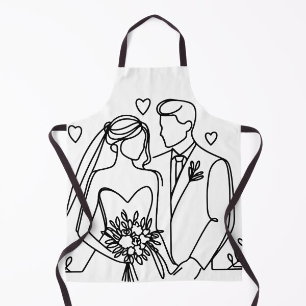 Item preview, Just Married In Love Bride and Groom Line Art designed and sold by pixiedustpaint.