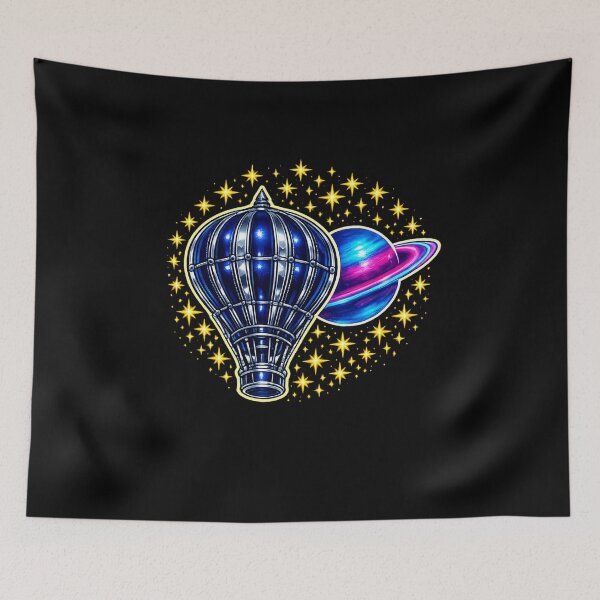 Item preview, Steampunk Balloon & Ringed Planet - Cosmic Fantasy Art designed and sold by ArtoryWorks.