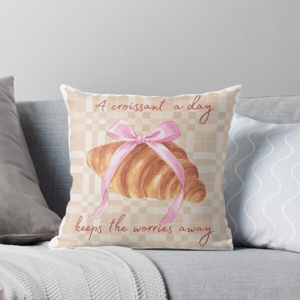Item preview, aesthetic French croissant pink bow sticker designed and sold by kuimoul.