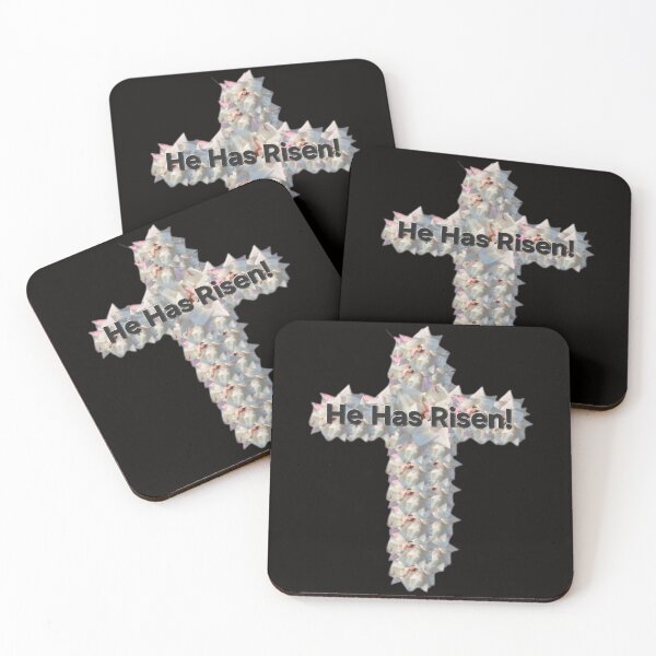 Item preview, He Has Risen white rose cross designed and sold by gracehopelove.