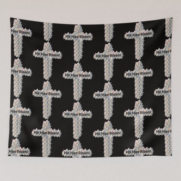 Item preview, He Has Risen white rose cross designed and sold by gracehopelove.