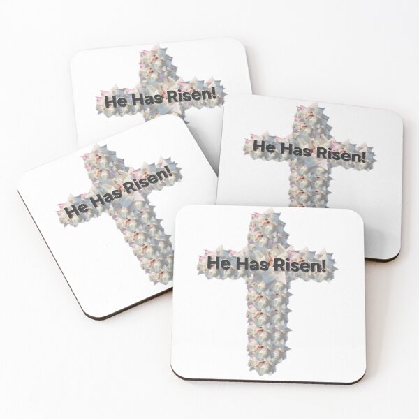 Item preview, He Has Risen white rose cross designed and sold by gracehopelove.