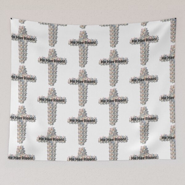 Item preview, He Has Risen white rose cross designed and sold by gracehopelove.