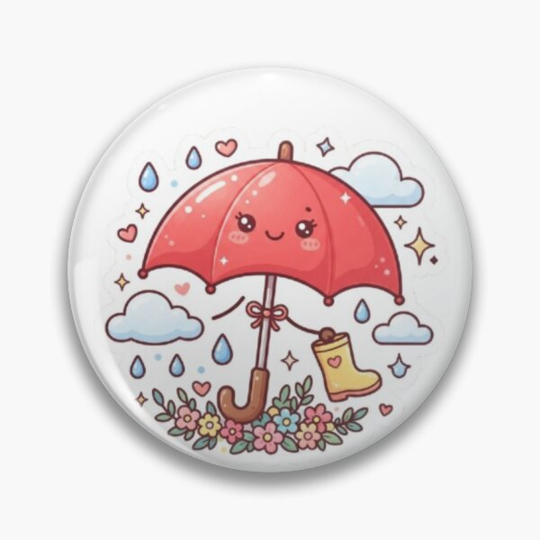 Item preview, Cute Kawaii Red Umbrella with Yellow Rain Boot Monsoon Aesthetic Sticker designed and sold by Trendykunnu.