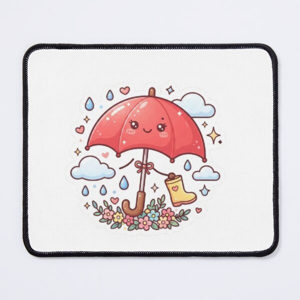 Item preview, Cute Kawaii Red Umbrella with Yellow Rain Boot Monsoon Aesthetic Sticker designed and sold by Trendykunnu.