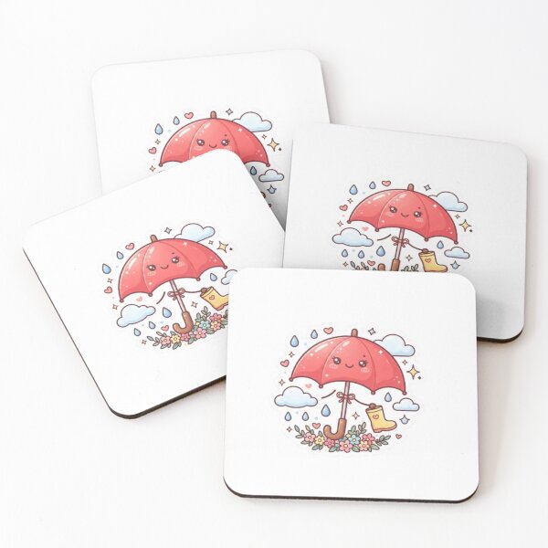 Item preview, Cute Kawaii Red Umbrella with Yellow Rain Boot Monsoon Aesthetic Sticker designed and sold by Trendykunnu.