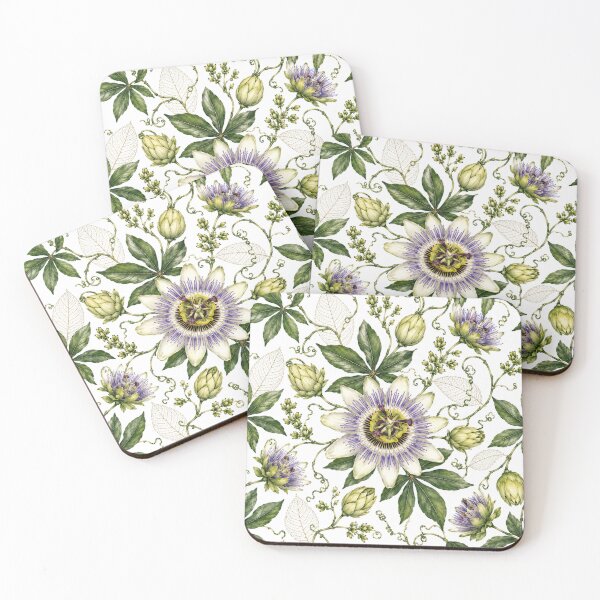 Item preview, Regal Passionflower Botanical Pattern | Vintage Floral Vine | White & Purple Nature Print designed and sold by RegalParade.