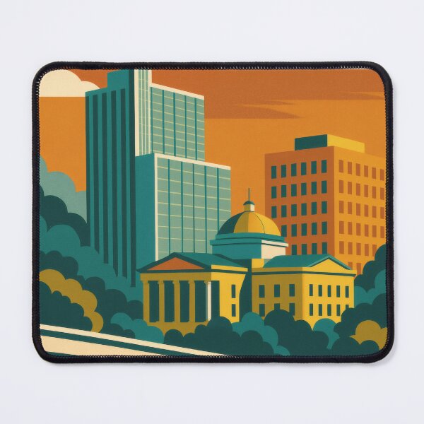 Item preview, Retro Pop Art Poster Illustration of Raleigh | Bold Downtown Skyline, State Capitol & Oak City Design | Vintage North Carolina Wall Art Decor designed and sold by PaintedPixels01.