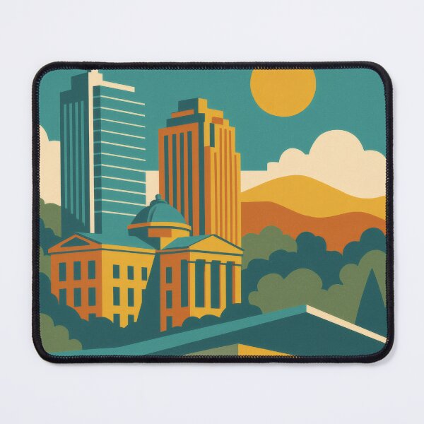 Item preview, Retro Pop Art Poster Illustration of Raleigh | Bold Downtown Skyline, State Capitol & Oak City Design | Vintage North Carolina Wall Art Decor designed and sold by PaintedPixels01.