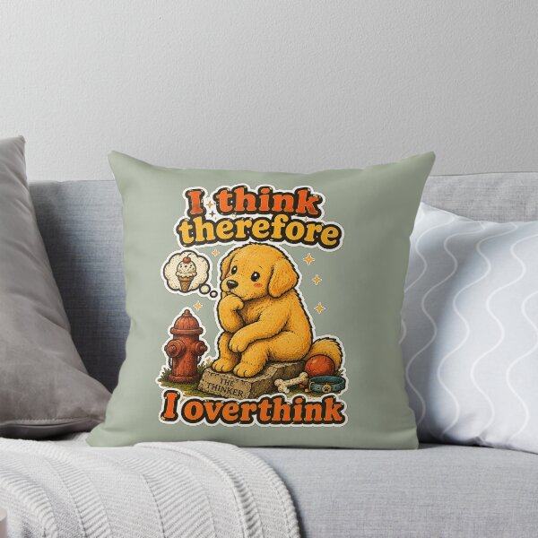 Item preview, Funny Golden Retriever I Think Therefore I Overthink designed and sold by radiogalaxy.