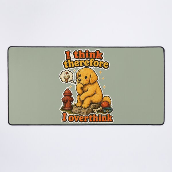 Item preview, Funny Golden Retriever I Think Therefore I Overthink designed and sold by radiogalaxy.