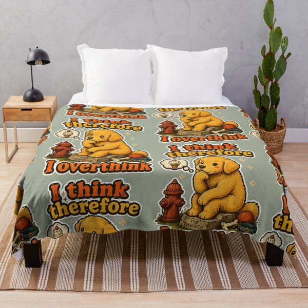 Item preview, Funny Golden Retriever I Think Therefore I Overthink designed and sold by radiogalaxy.