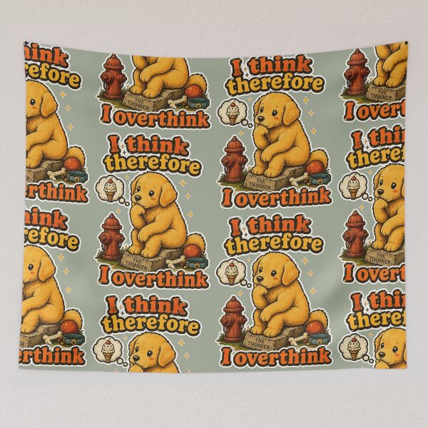 Item preview, Funny Golden Retriever I Think Therefore I Overthink designed and sold by radiogalaxy.