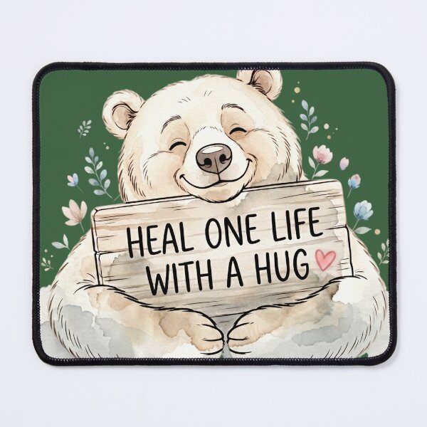 Item preview, Cute Watercolor Polar Bear Heal One Life With A Hug Quote Art designed and sold by Andreza NativeHue Oficial.