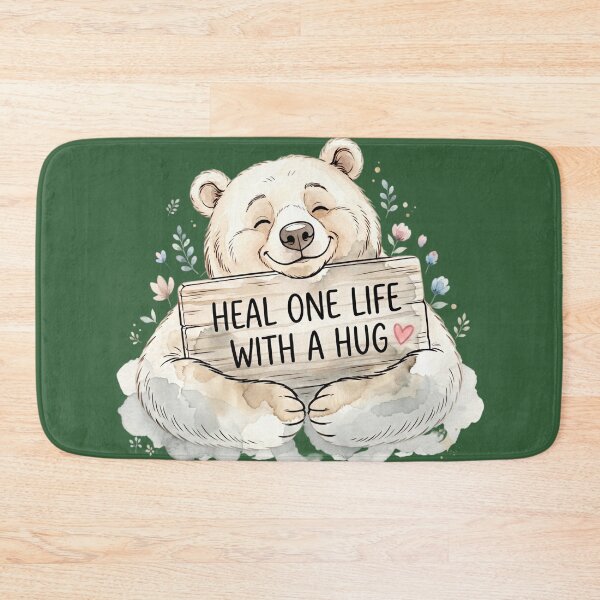 Item preview, Cute Watercolor Polar Bear Heal One Life With A Hug Quote Art designed and sold by Andreza NativeHue Oficial.