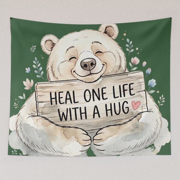 Item preview, Cute Watercolor Polar Bear Heal One Life With A Hug Quote Art designed and sold by Andreza NativeHue Oficial.