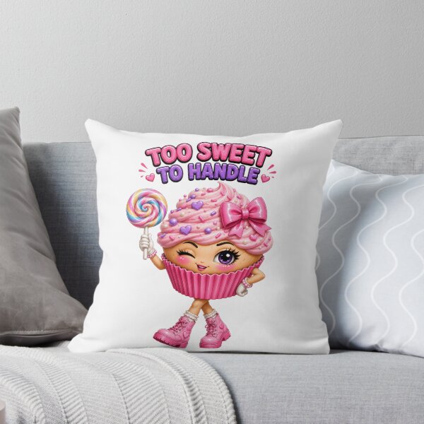 Item preview, Too Sweet to Handle Cute Cupcake Kawaii Candy Girl with Rainbow Lollipop Sticker  Main Tag: designed and sold by RoPrincess.