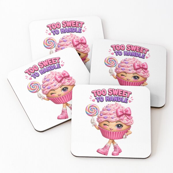 Item preview, Too Sweet to Handle Cute Cupcake Kawaii Candy Girl with Rainbow Lollipop Sticker  Main Tag: designed and sold by RoPrincess.
