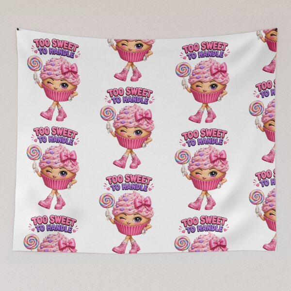 Item preview, Too Sweet to Handle Cute Cupcake Kawaii Candy Girl with Rainbow Lollipop Sticker  Main Tag: designed and sold by RoPrincess.