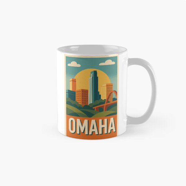 Item preview, Retro Pop Art Poster Illustration of Omaha | Bold Downtown Skyline, Bob Kerrey Pedestrian Bridge & Riverfront Design | Vintage Nebraska Wall Art Decor designed and sold by PaintedPixels01.