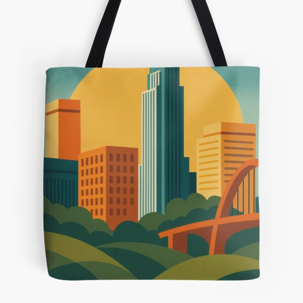 Item preview, Retro Pop Art Poster Illustration of Omaha | Bold Downtown Skyline, Bob Kerrey Pedestrian Bridge & Riverfront Design | Vintage Nebraska Wall Art Decor designed and sold by PaintedPixels01.
