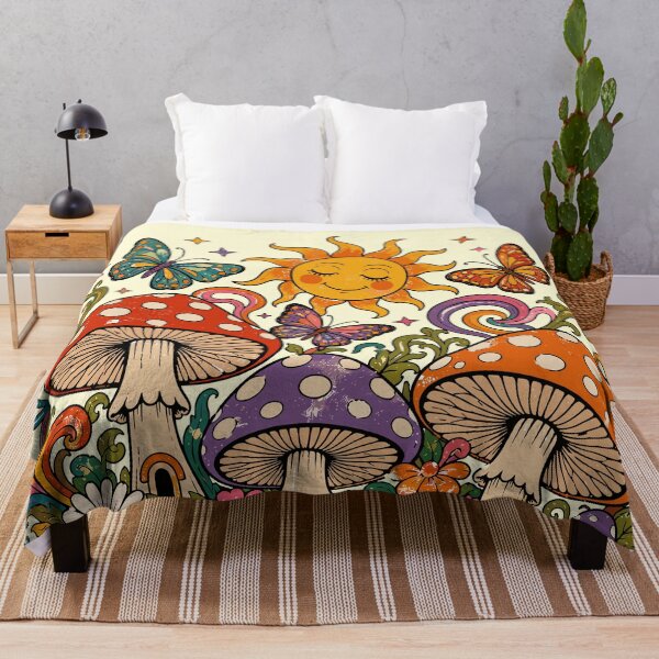 Item preview, Trippy Boho Mushroom Forest Psychedelic Sun & Butterflies designed and sold by Far Out Goods.