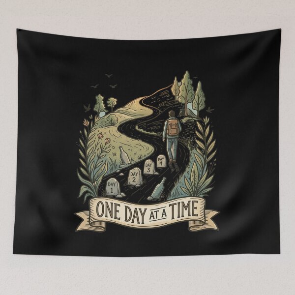 Item preview, One Day At A Time Sobriety Recovery Journey Walk designed and sold by Flirt-Teez.