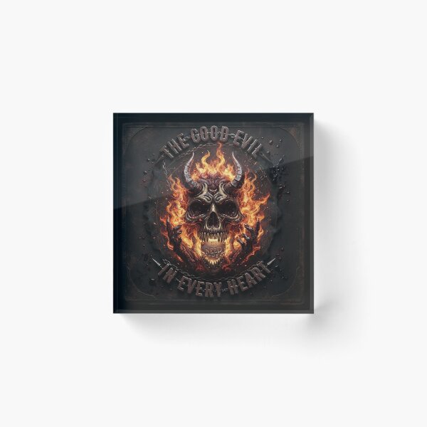 Item preview, Fiery Demon Cranium Metal Emblem designed and sold by Voodoo Store Paranormal Collections.