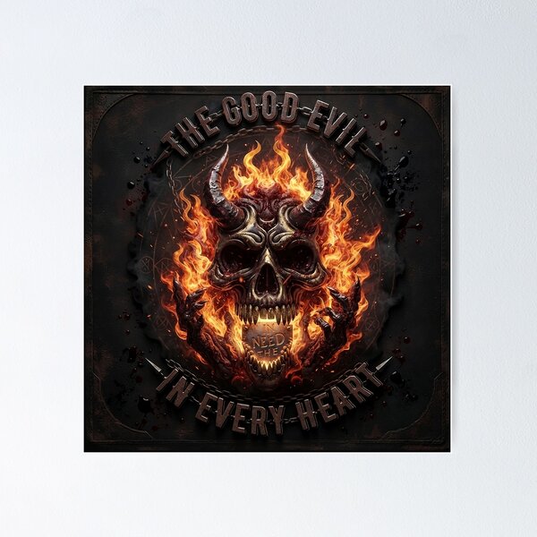 Item preview, Fiery Demon Cranium Metal Emblem designed and sold by Voodoo Store Paranormal Collections.