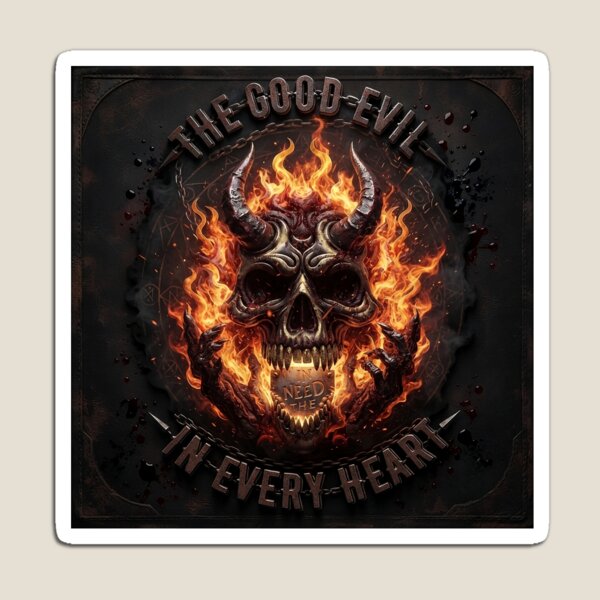 Item preview, Fiery Demon Cranium Metal Emblem designed and sold by Voodoo Store Paranormal Collections.