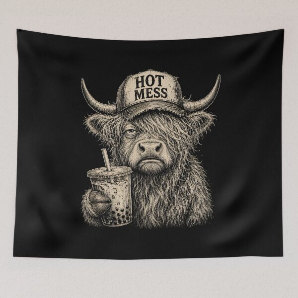 Item preview, Hot Mess Highland Cow designed and sold by CelidaBonde.