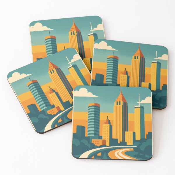 Item preview, Retro Pop Art Poster Illustration of Atlanta | Bold Downtown Skyline, Peachtree Street & Centennial Olympic Park | Vintage Georgia Wall Art Decor designed and sold by PaintedPixels01.