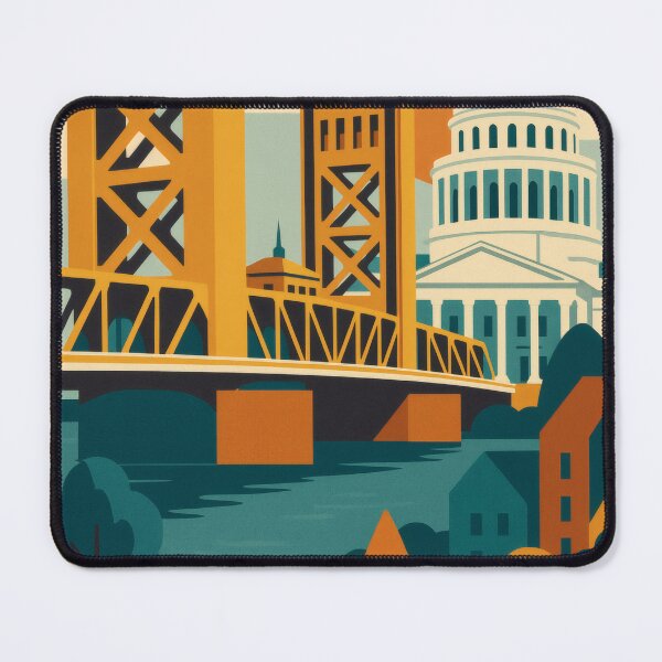 Item preview, Retro Pop Art Poster Illustration of Sacramento | Bold California State Capitol, Tower Bridge & Downtown Skyline | Vintage California Wall Art Decor designed and sold by PaintedPixels01.