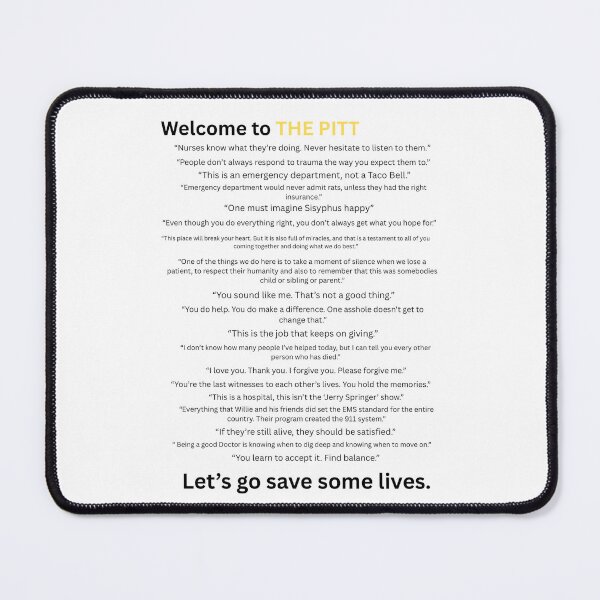 Item preview, Welcome to The Pitt, Dr Robby quotes. (Black font). designed and sold by FallenTrickster.
