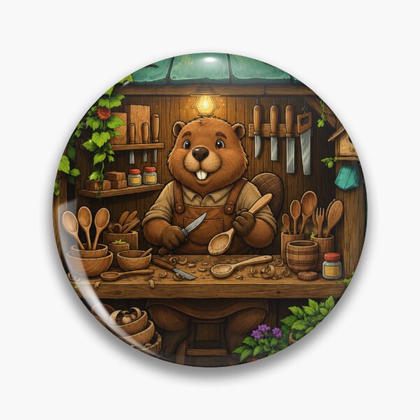 Item preview, The Beaver's Wooden Spoon | Artisan Woodcraft | Woodland Beaver Carving Spoons | Rustic Cottagecore Woodworker Gift designed and sold by MrDev.