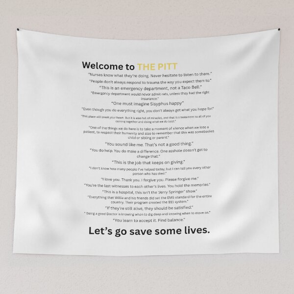 Item preview, Welcome to The Pitt, Dr Robby quotes. (Black font). designed and sold by FallenTrickster.