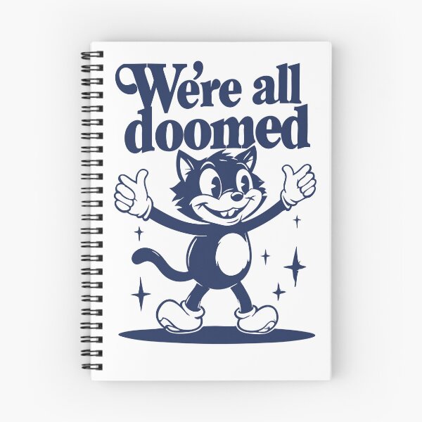 Item preview, We're All Doomed Retro Cat - Funny Sarcastic Humor Gift designed and sold by TangoCharlieNZ.