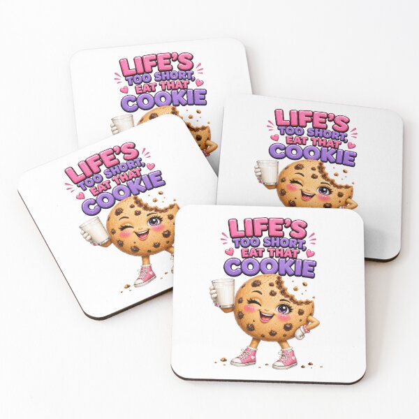 Item preview, Life's Too Short, Eat That Cookie Funny Kawaii Chocolate Chip Cookie Sticker designed and sold by RoPrincess.