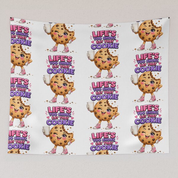 Item preview, Life's Too Short, Eat That Cookie Funny Kawaii Chocolate Chip Cookie Sticker designed and sold by RoPrincess.