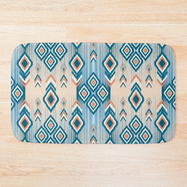 Item preview, Southwestern Tribal Diamond Textile in Blue and Coral designed and sold by Aumpuk.