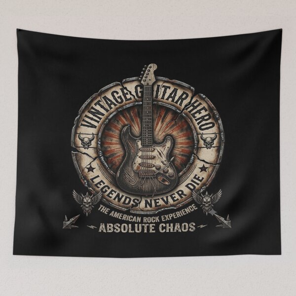 Item preview, Vintage Electric Guitar Hero Heavy Metal Rock Emblem designed and sold by NeO² Studio.