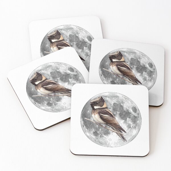 Item preview, Highly detailed scientific illustrations full moon and  Great Eared Nightjar in a vintage natural history book style designed and sold by wonderisland.