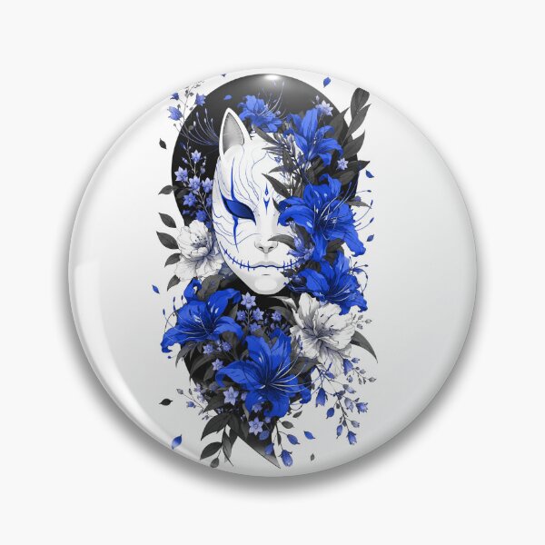 Item preview, Blue Kitsune Mask Japanese Streetwear Art designed and sold by MARQUES DESIGN ART .