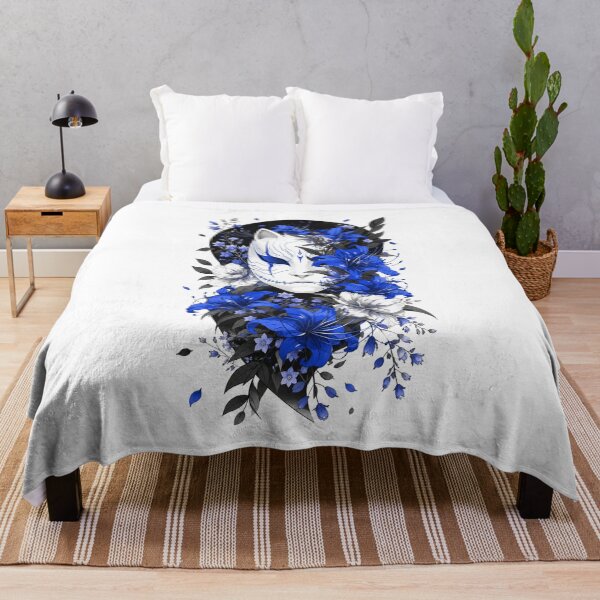 Item preview, Blue Kitsune Mask Japanese Streetwear Art designed and sold by MARQUES DESIGN ART .