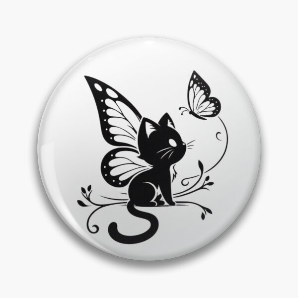 Item preview, Butterfly Cat | Black & White Aesthetic Cat Design designed and sold by RajDeals.