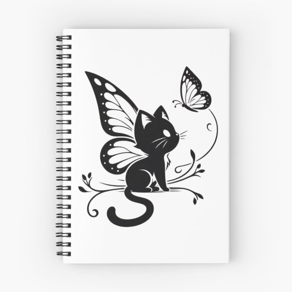 Item preview, Butterfly Cat | Black & White Aesthetic Cat Design designed and sold by RajDeals.