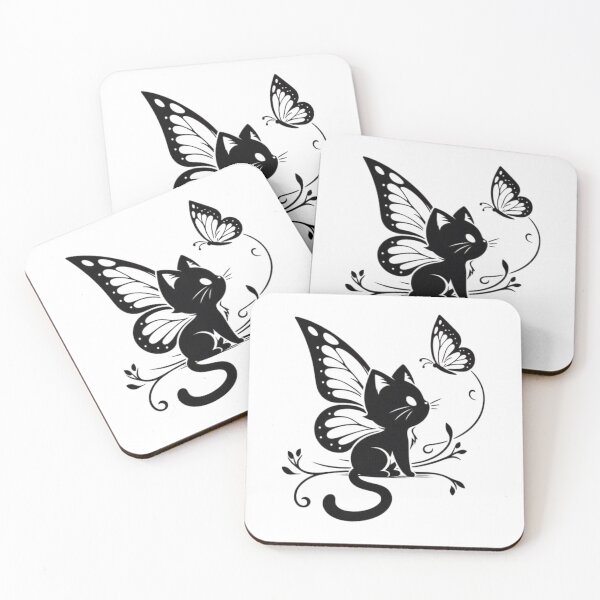Item preview, Butterfly Cat | Black & White Aesthetic Cat Design designed and sold by RajDeals.