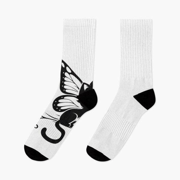 Item preview, Butterfly Cat | Black & White Aesthetic Cat Design designed and sold by RajDeals.